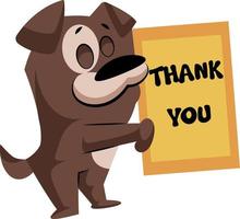 bruin hond Holding een dank u teken vector sticker illustratie Aan een wit achtergrond