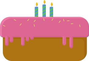 roze taart, illustratie, vector Aan wit achtergrond.