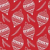 rood en wit Kerstmis naadloos patroon. vector illustratie voor winter viering. hand- getrokken Kerstmis boom twijgen en Kerstmis ornament.
