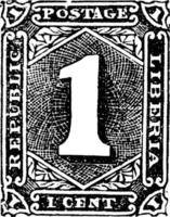 Liberia, 1 cent stempel, 1885, wijnoogst illustratie vector