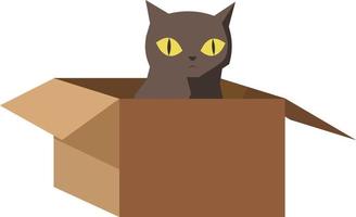kat doos, illustratie, vector Aan wit achtergrond.