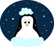 pinguïn in sneeuw, illustratie, vector Aan wit achtergrond.