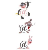 Internationale teken e-mail, dieren kleur illustratie vector