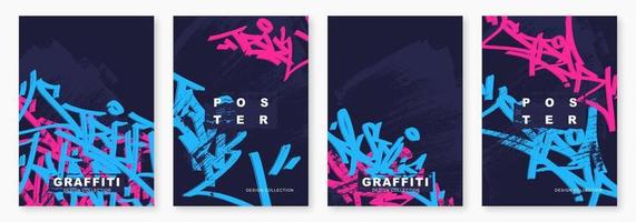 helder graffiti tags met markeerstift, vector illustratie. straat kunst poster sjabloon.kleurrijk heup hop achtergrond met gemengd brieven