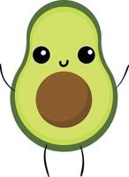 schattig avocado, illustratie, vector Aan wit achtergrond