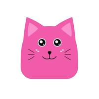 roze katje gezicht hoofd icoon. schattig kat. grappig kawaii tekenfilm baby karakter. notitieboekje sticker afdrukken sjabloon. vlak ontwerp. wit achtergrond vector