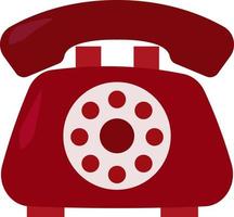 rood retro telefoon, illustratie, vector Aan wit achtergrond.