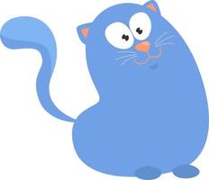 blauw dik kat, illustratie, vector Aan een wit achtergrond.