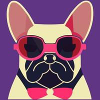 illustratie vector grafisch van Frans bulldog vervelend zonnebril en boog banden geïsoleerd mooi zo voor logo, icoon, mascotte, afdrukken of aanpassen uw ontwerp