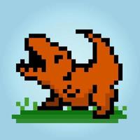 8 bit pixel t-rex dinosaurussen. dieren in vectorillustraties voor kruissteekpatronen. vector