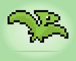 8 beetje pixel van vliegend dinosaurus. dieren in vector illustraties voor kruis steek patronen.