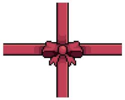pixel kunst rood kruis lint met boog, geschenk decoratie vector icoon voor 8 bit spel Aan wit achtergrond