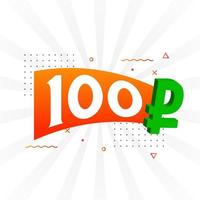 100 roebel symbool stoutmoedig tekst vector afbeelding. 100 Russisch roebel valuta teken vector illustratie