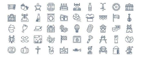 verzameling van pictogrammen verwant naar duitsland, inclusief pictogrammen Leuk vinden accordeon, eikel, bier doos, vat en meer. vector illustraties, pixel perfect reeks