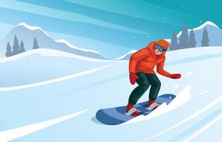 winter sport met snowboard vector