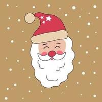 schattig winter vakantie illustratie met de kerstman claus hoofd in een rood hoed. vector grappig tekening voor vakantie ansichtkaart, uitnodiging, sticker, t-shirt