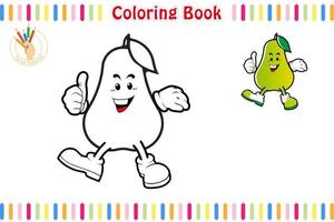 kleur boek met een fruit tekenfilm stijl, leerzaam kinderen spel afdrukbare werkblad vector illustratie