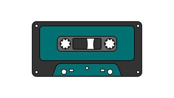 oud retro wijnoogst muziek- audio cassette voor audio plakband opnemer met magnetisch plakband van jaren 70, jaren 80, jaren 90. mooi groen icoon. vector illustratie