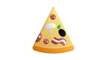 plak van pizza Aan een wit achtergrond, vector illustratie. een smakelijk plak van pizza gevuld met paddestoelen, spek, olijven en salami. ongezond voedzaam tussendoortje, heerlijk lunch