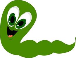 groen worm, illustratie, vector Aan wit achtergrond.
