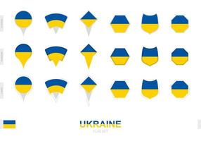 verzameling van de Oekraïne vlag in verschillend vormen en met drie verschillend Effecten. vector