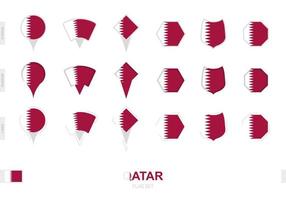 verzameling van de qatar vlag in verschillend vormen en met drie verschillend Effecten. vector