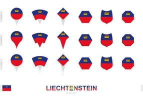 verzameling van de Liechtenstein vlag in verschillend vormen en met drie verschillend Effecten. vector