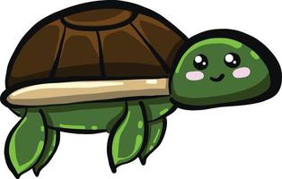 schattig weinig schildpad, illustratie, vector Aan een wit achtergrond.