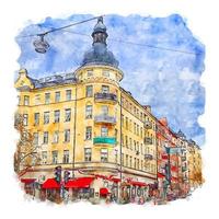 stockholm zweden aquarel schets hand getekende illustratie vector