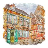 quedlinburg duitsland aquarel schets hand getekende illustratie vector