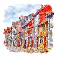 hildesheim duitsland aquarel schets hand getekende illustratie vector