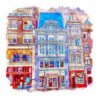 amsterdam nederland aquarel schets hand getekende illustratie vector