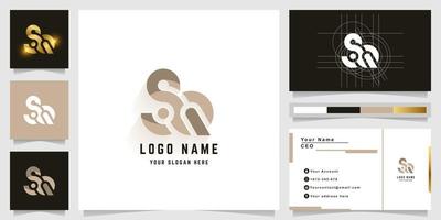 brief sq of sr monogram logo met bedrijf kaart ontwerp vector