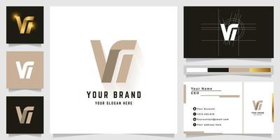 brief n of vi monogram logo met bedrijf kaart ontwerp vector