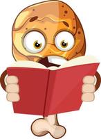 verrast kip been lezing een boek, illustratie, vector Aan wit achtergrond.