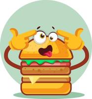 hamburger is gevoel gek, illustratie, vector Aan wit achtergrond.