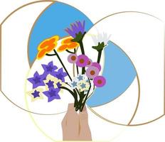 bloemen in hand, illustratie, vector Aan wit achtergrond.