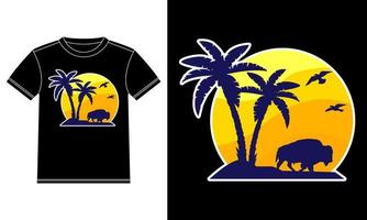 Amerikaans buffel Aan strand wijnoogst sticker t-shirt ontwerp vector