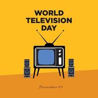 wereld televisie dag. november 21. televisie tekenfilm vector illustratie. sjabloon voor achtergrond, banier, kaart, poster.