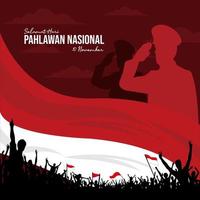 Indonesisch veteranen dag 10 november hari pahlawan vector