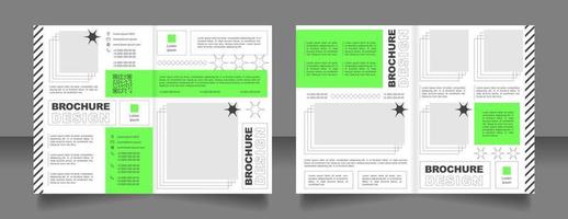 bedrijf helder groen tweevoudig brochure sjabloon ontwerp met contact informatie. flyers met qr code. voor de helft vouwen boekje mockup reeks met kopiëren ruimte voor tekst. bewerkbare 2 papier bladzijde folders vector