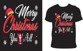 gelukkig vrolijk Kerstmis u allemaal modieus t-shirt vector ontwerp