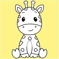 schattig giraffe, kawaii giraffe zwart en wit schets voor kleur boek. vector