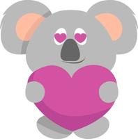 koala met hart, illustratie, vector Aan wit achtergrond