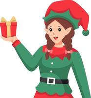 schattig Kerstmis elf meisje karakter ontwerp illustratie vector