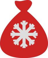 rood geschenk zak met sneeuwvlok, illustratie, vector Aan een wit achtergrond.