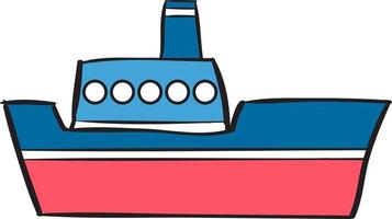 blauw schip, illustratie, vector Aan wit achtergrond.