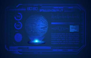 blauw modern hud technologie scherm achtergrond met holografische wereldbol vector