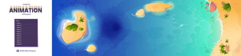 zee strand top visie parallax achtergrond voor spel vector