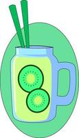 kiwi limonade, illustratie, vector Aan wit achtergrond.